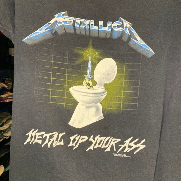 Vtg 1987 Metallica Metal Up Your Ass Band Tee Shirt Size Large Shock Music Rock - Picture 4 of 6